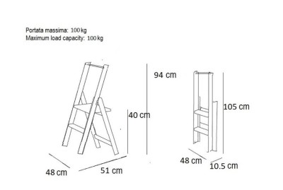 Escabeau 2 Marches bois