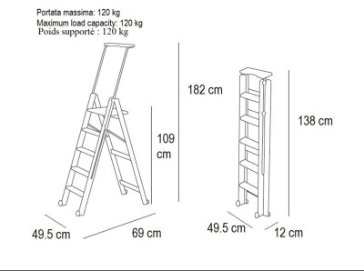 Escabeau 5 Marches bois